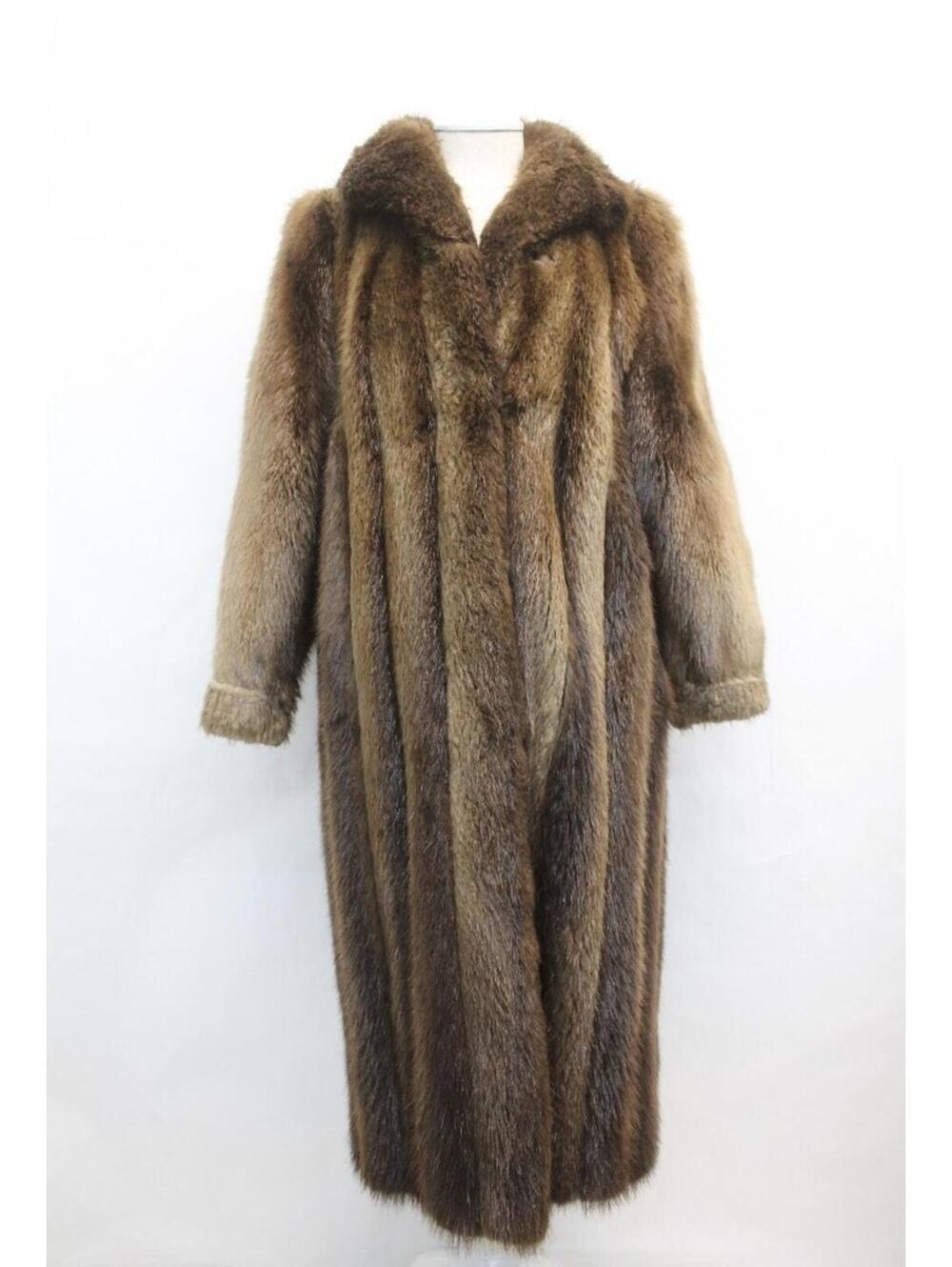 MINT BROWN BEAVER FUR COAT JACKET WOMEN WOMAN SIZE 4-6 SMALL